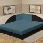 Szandra saroktámlás franciaágy fekete és szürkés kadét szövet