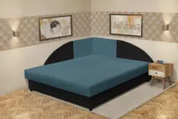 Szandra saroktámlás franciaágy fekete és szürkés kadét szövet