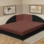 Szandra saroktámlás franciaágy fekete és toszkán vörös szövet