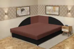 Szandra saroktámlás franciaágy fekete és toszkán vörös szövet