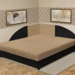 Szandra saroktámlás franciaágy fekete és világos fahéj szövet