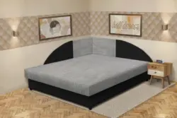 Szandra saroktámlás franciaágy fekete és világosszürke zsákszövet