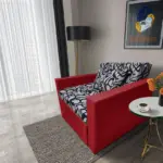 Tosca ágyneműtartós fotelágy japán karminvörös szövet