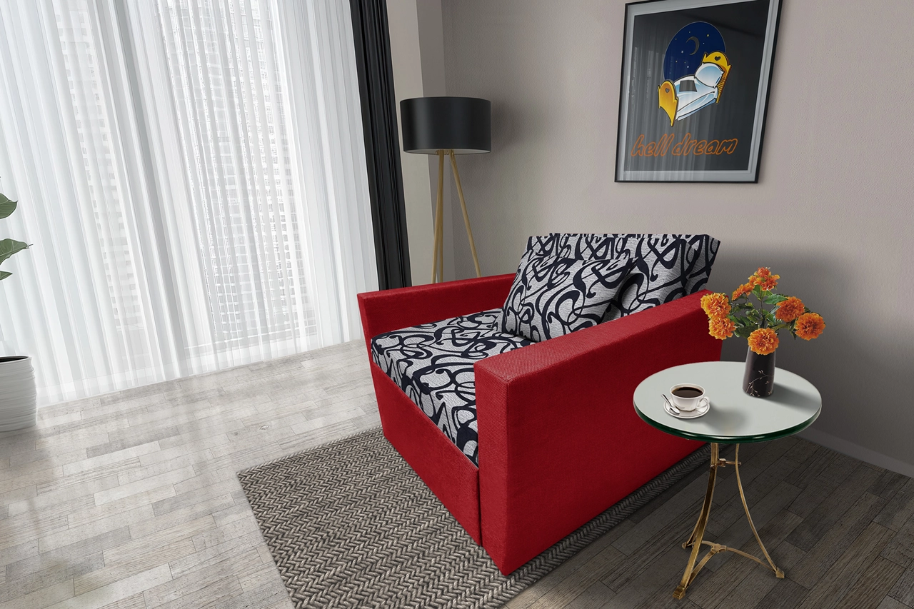 Tosca ágyneműtartós fotelágy japán karminvörös szövet