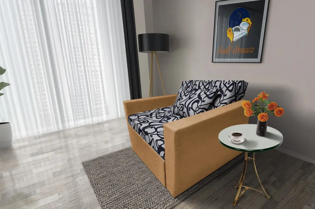 Tosca ágyneműtartós fotelágy okker szövet