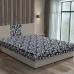 Tosca franciaágy ezüst serlegszürke és tosca mintás szövet