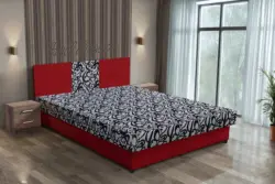 Tosca franciaágy japán karminvörös és tosca mintás szövet