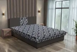 Tosca franciaágy kvarcszürke és tosca mintás szövet