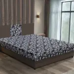 Tosca franciaágy mély földszürke és tosca mintás szövet