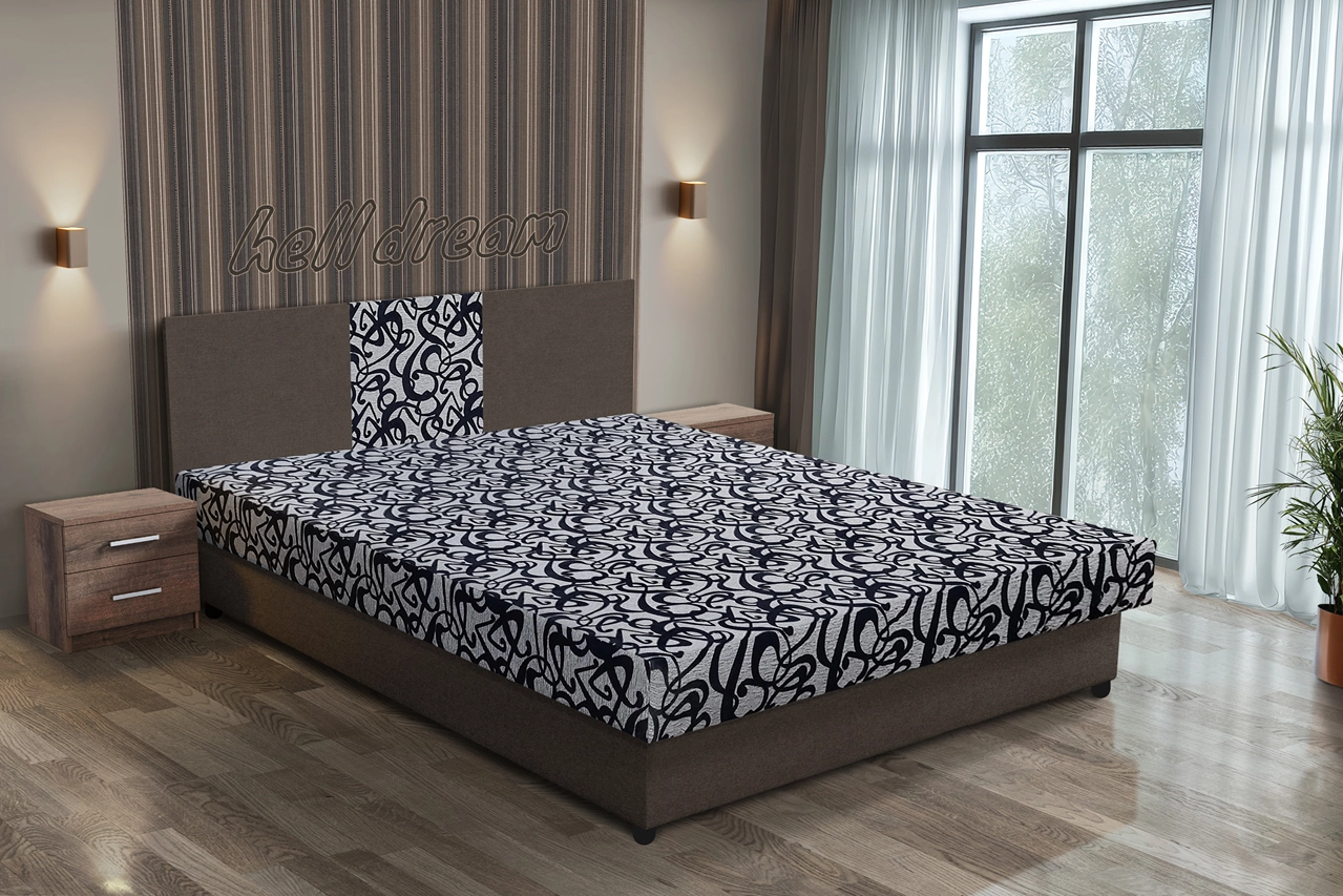 Tosca franciaágy mély földszürke és tosca mintás szövet