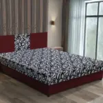 Tosca franciaágy ódon borvörös és tosca mintás szövet