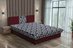 Tosca franciaágy ódon borvörös és tosca mintás szövet