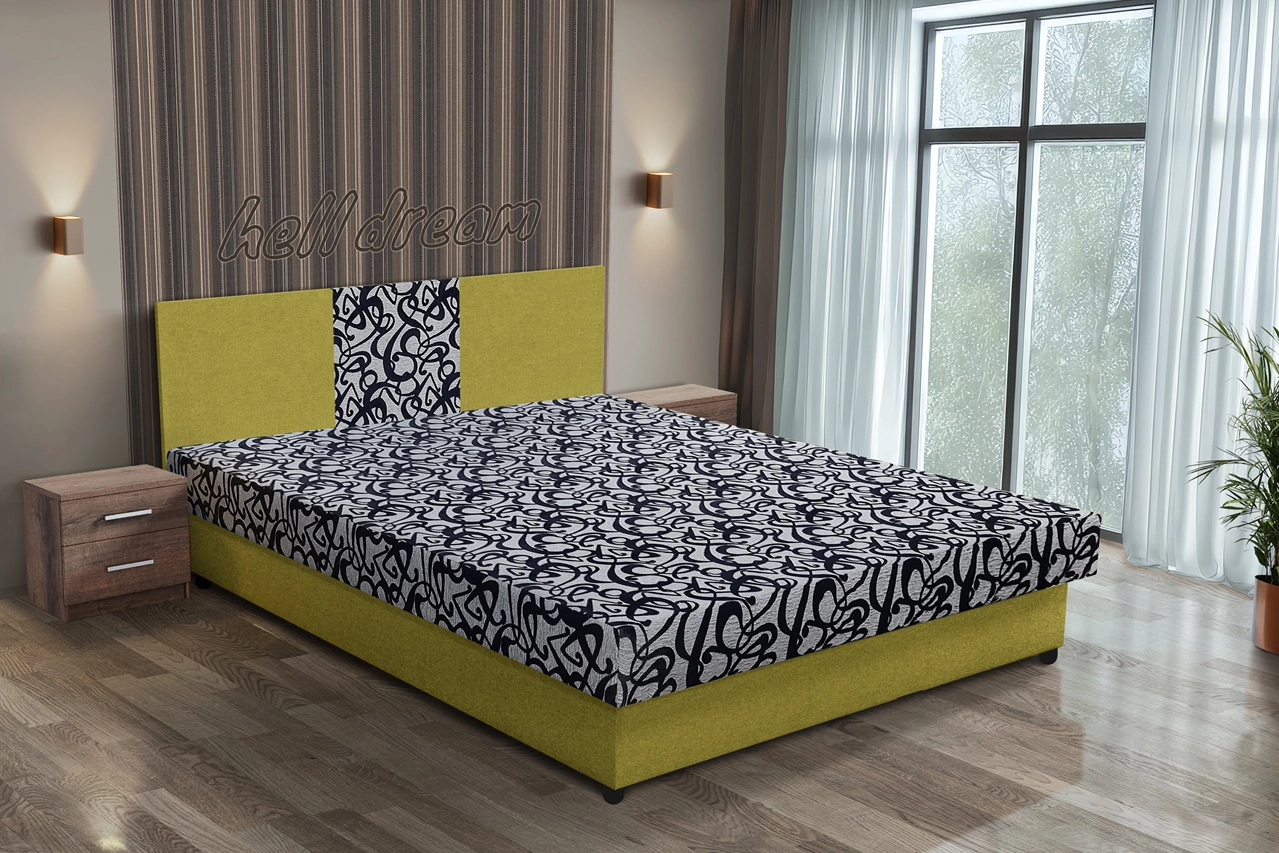 Tosca franciaágy őszi levélzöld és tosca mintás szövet