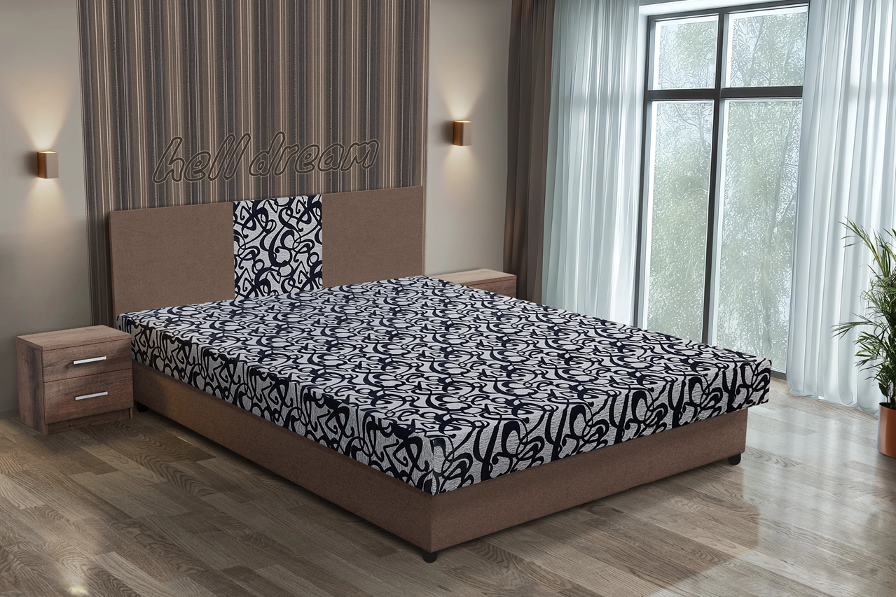 Tosca franciaágy pasztell taupe és tosca mintás szövet