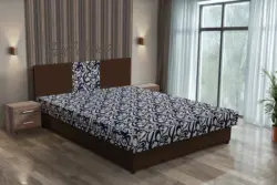 Tosca franciaágy sötét mahagóni és tosca mintás szövet