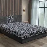 Tosca franciaágy sötétszürke zsákszövet és tosca mintás szövet