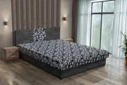 Tosca franciaágy sötétszürke zsákszövet és tosca mintás szövet