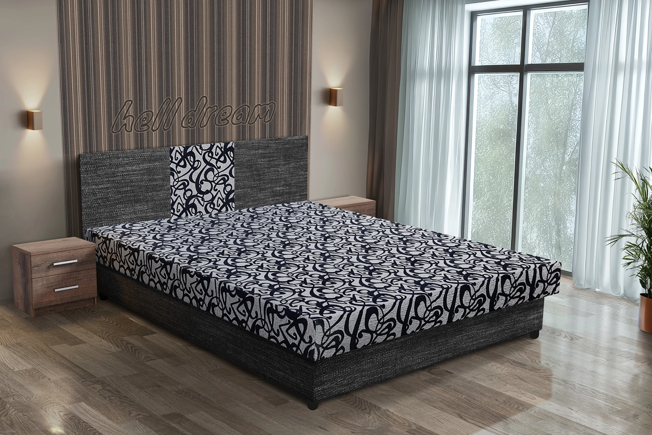 Tosca franciaágy sötétszürke zsákszövet és tosca mintás szövet