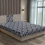 Tosca franciaágy világos barna zsákszövet és tosca mintás szövet