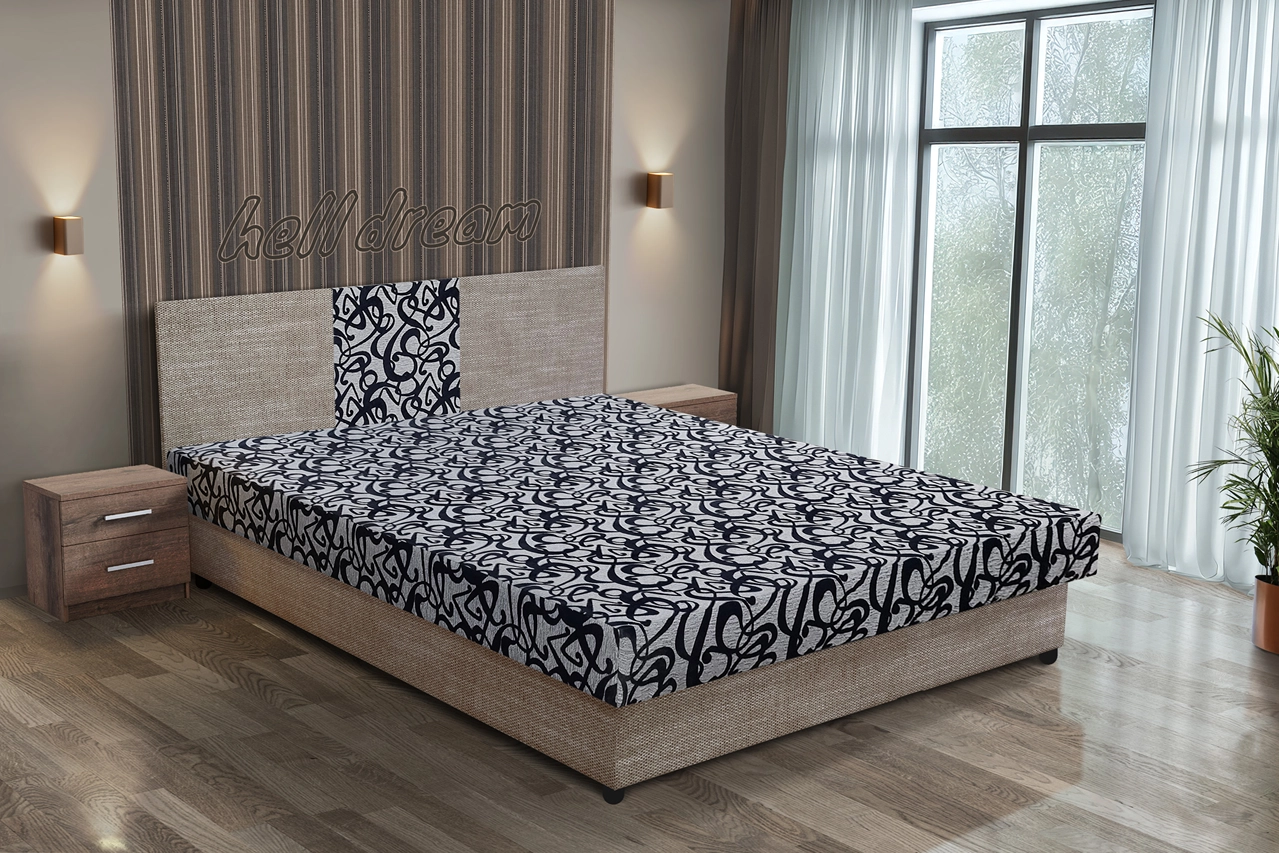 Tosca franciaágy világos barna zsákszövet és tosca mintás szövet