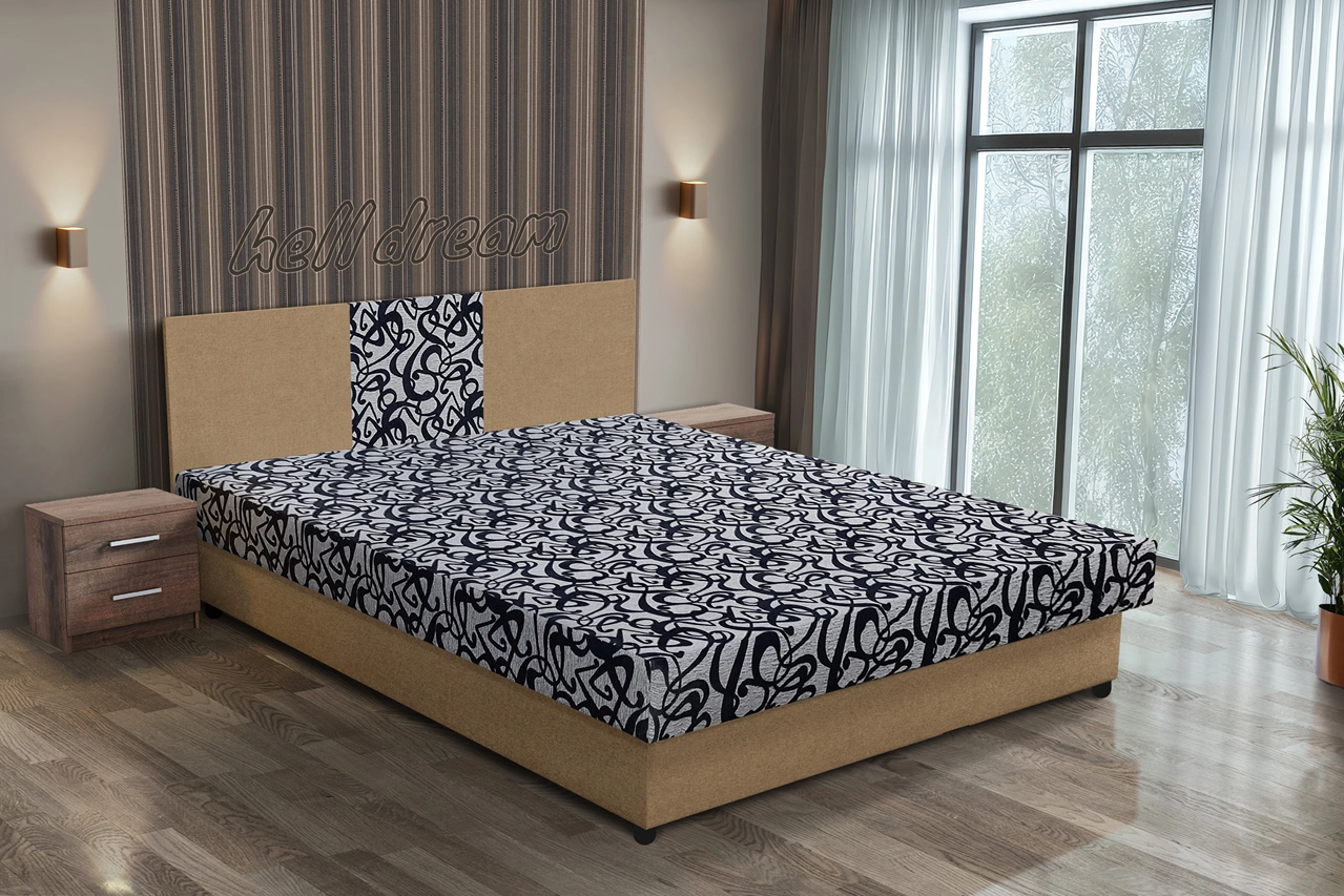 Tosca franciaágy világos fahéj és tosca mintás szövet