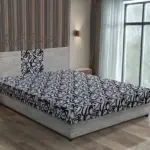 Tosca franciaágy világosszürke zsákszövet és tosca mintás szövet