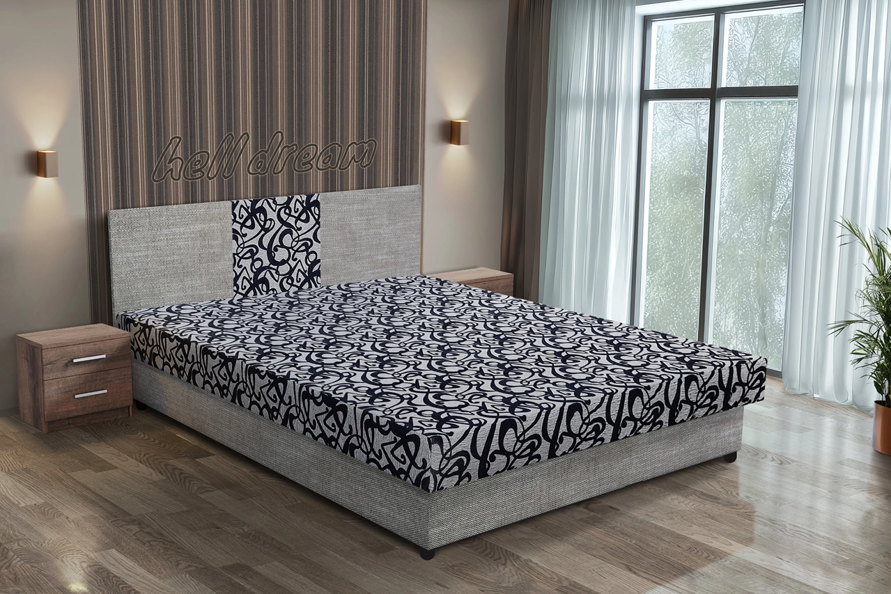 Tosca franciaágy világosszürke zsákszövet és tosca mintás szövet