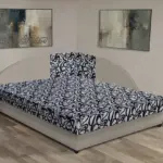 Tosca saroktámlás franciaágy ezüst serlegszürke és tosca mintás szövet