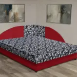 Tosca saroktámlás franciaágy japán karminvörös és tosca mintás szövet