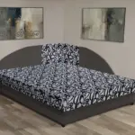 Tosca saroktámlás franciaágy kvarcszürke és tosca mintás szövet