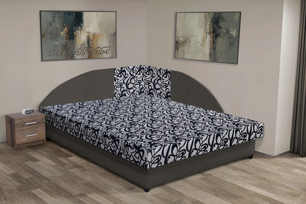 Tosca saroktámlás franciaágy kvarcszürke és tosca mintás szövet