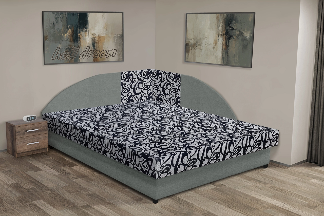 Tosca saroktámlás franciaágy óezüst és tosca mintás szövet