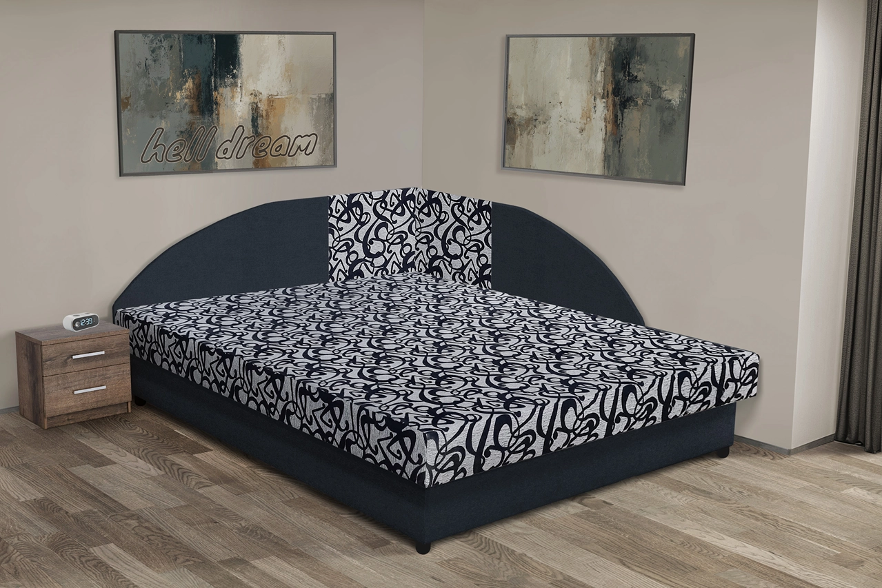 Tosca saroktámlás franciaágy ónix és tosca mintás szövet