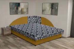 Tosca saroktámlás franciaágy őszarany és tosca mintás szövet