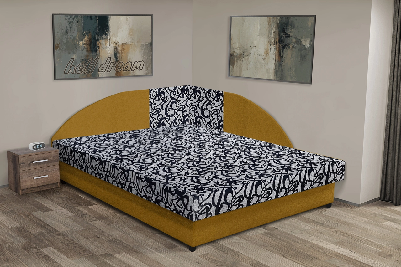 Tosca saroktámlás franciaágy őszarany és tosca mintás szövet