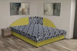 Tosca saroktámlás franciaágy őszi levélzöld és tosca mintás szövet