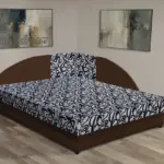 Tosca saroktámlás franciaágy sötét mahagóni és tosca mintás szövet