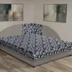 Tosca saroktámlás franciaágy szamárszürke és tosca mintás szövet