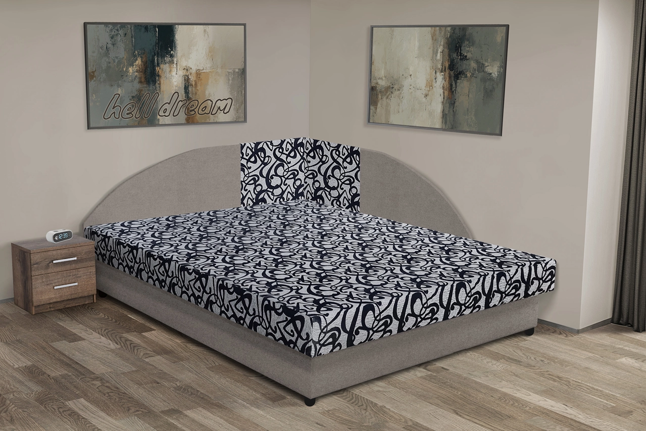 Tosca saroktámlás franciaágy szamárszürke és tosca mintás szövet