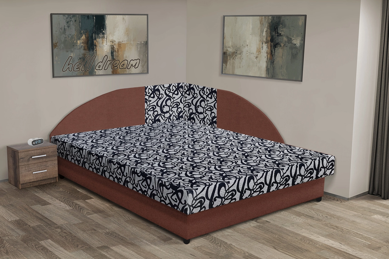 Tosca saroktámlás franciaágy toszkán vörös és tosca mintás szövet