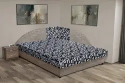 Tosca saroktámlás franciaágy világos barna zsákszövet és tosca mintás szövet