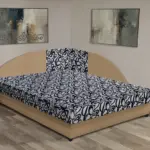 Tosca saroktámlás franciaágy világos fahéj és tosca mintás szövet