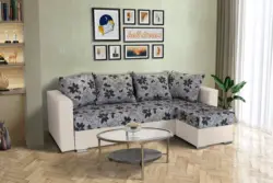 Virág ágyazható sarokülő bézs bőr Aroba virágos szövet