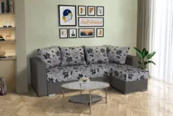 Virág ágyazható sarokülő kvarcszürke és Aroba virágos szövet