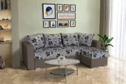 Virág ágyazható sarokülő mély földszürke és Aroba virágos szövet