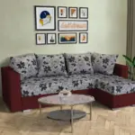 Virág ágyazható sarokülő ódon borvörös és Aroba virágos szövet