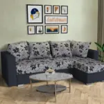 Virág ágyazható sarokülő ónix és Aroba virágos szövet