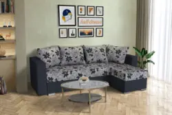 Virág ágyazható sarokülő ónix és Aroba virágos szövet