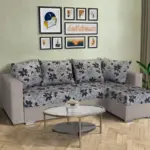 Virág ágyazható sarokülő szamárszürke és Aroba virágos szövet