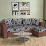 Virág ágyazható sarokülő toszkán vörös és Aroba virágos szövet